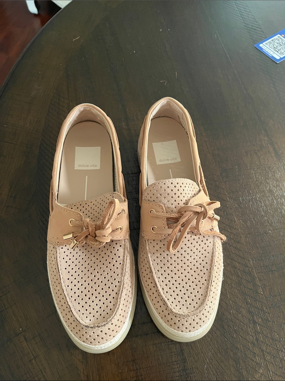 Dolce Vita Blush Pink Perforated Suede Moccasins